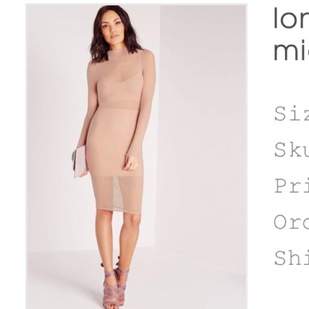 Missguided Long Sleeve mesh midi dress